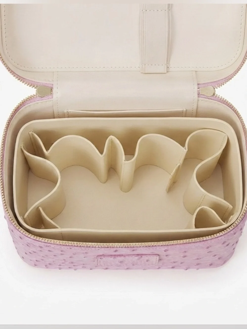New w/Tags Ostrich Pink Structured Travel Makeup Case with Top Handle